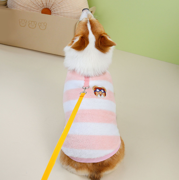 PAWCOBABY - Pink Striped Plush Soft Pet and Owner Pajamas