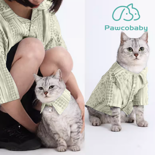 PAWCOBABY-Light green pet owners wear fresh and soft pajamas