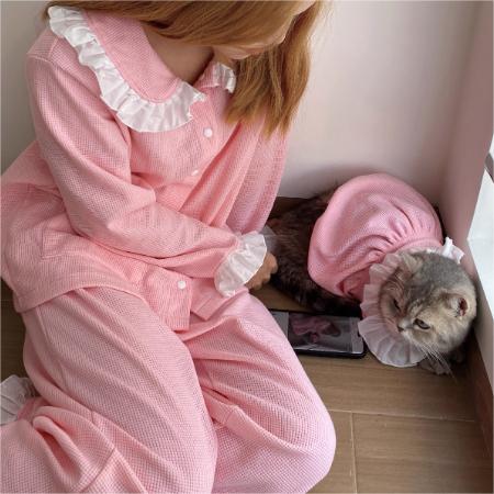 PAWCOBABY- Baby soft pink cotton fabric pet parent-child pajamas, breathable