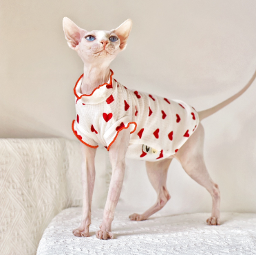 PAWCOBABY-Cat, love pattern, plush, soft and warm autumn and winter pajamas for pets and owners