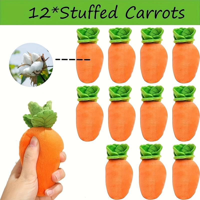 4/12pcs Cute Carrot Plush Toy For Pets - Soft And Durable Bite Doll For Playtime And Training