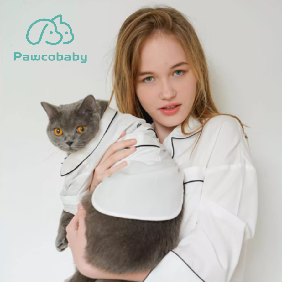 PAWCOBABY-soft white ice silk pet parent-child pajamas