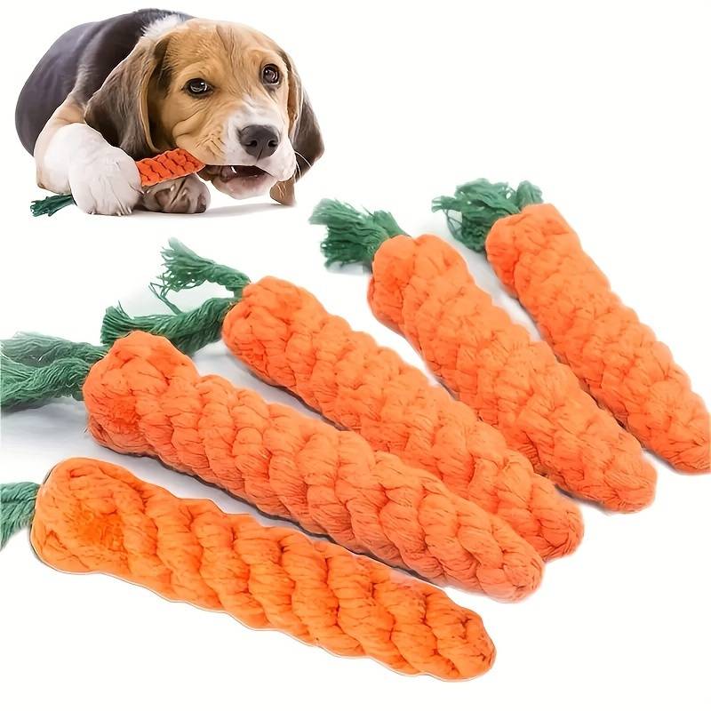 1pc Durable Pet Chew Toy For Dogs - Carrot Design Rope Knot Toy For Grinding Teeth And Interactive Play