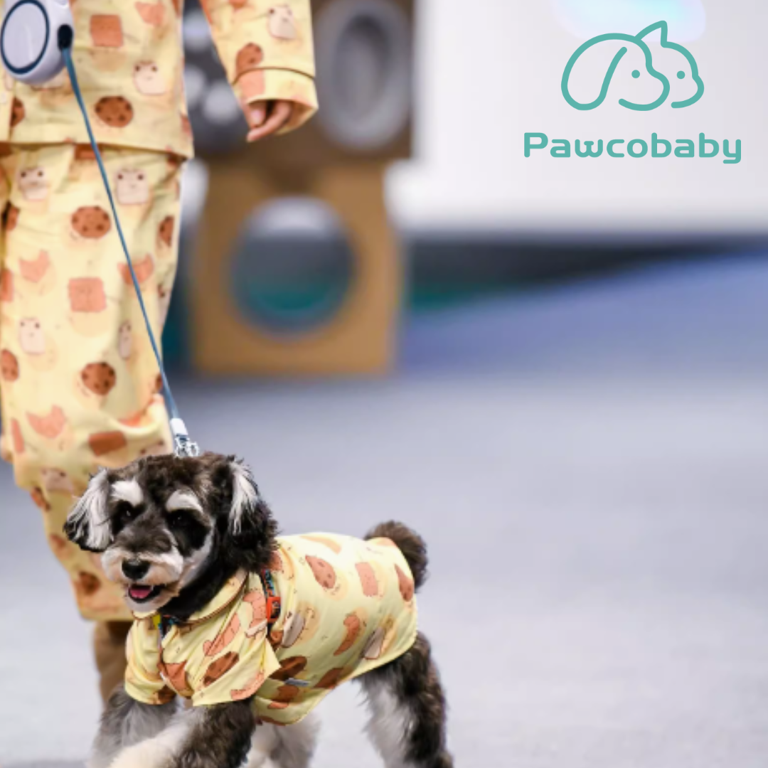 PAWCOBABY-Original pet cat and dog clothes owner parent-child pajamas pure cotton cute biscuits ins style long and short sleeves