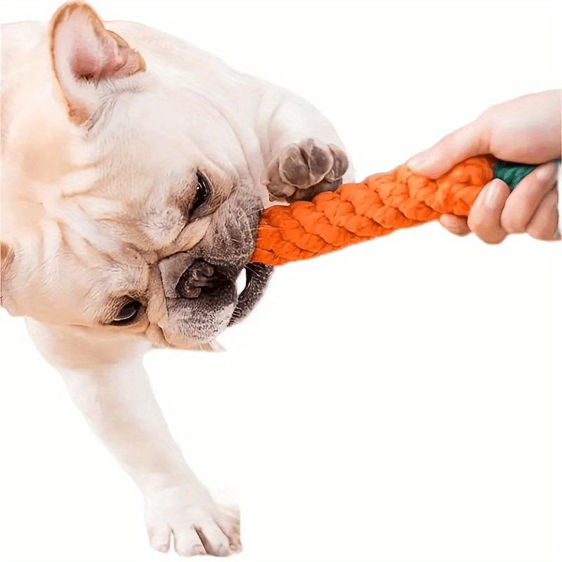 1pc Durable Pet Chew Toy For Dogs - Carrot Design Rope Knot Toy For Grinding Teeth And Interactive Play