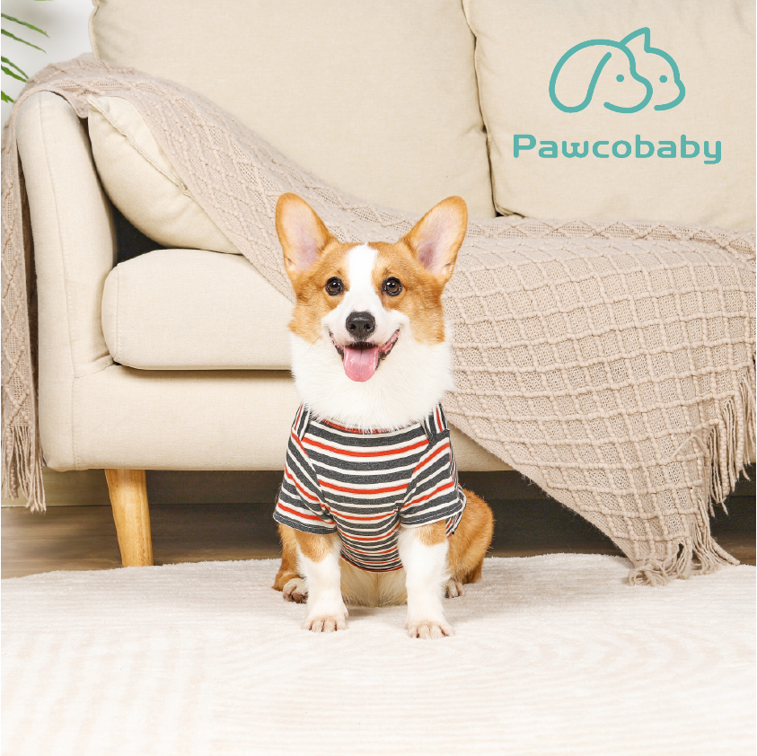 Pawcobaby-comfortable loungewear: "Soft Striped Pet Pajamas - Cozy Dog & Cat Sleepwear ， Warm Fleece， Easy Fit