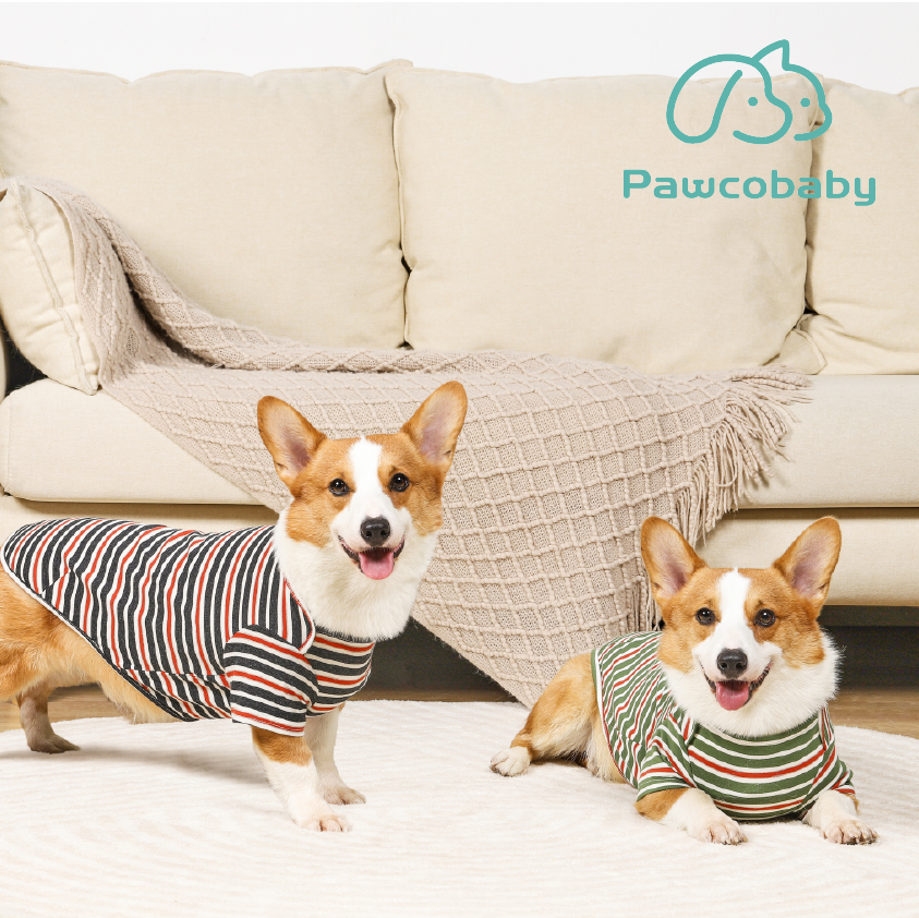 Pawcobaby-comfortable loungewear: "Soft Striped Pet Pajamas - Cozy Dog & Cat Sleepwear ， Warm Fleece， Easy Fit