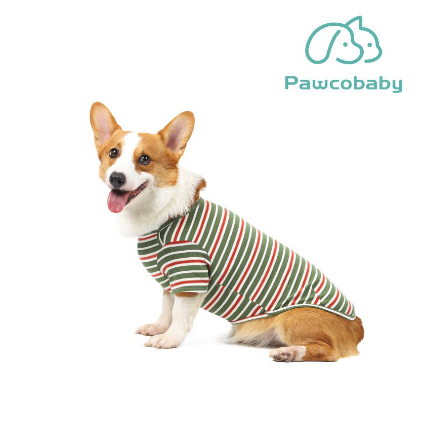 Pawcobaby-comfortable loungewear: "Soft Striped Pet Pajamas - Cozy Dog & Cat Sleepwear ， Warm Fleece， Easy Fit