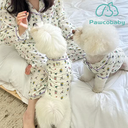 "PAWCOBABY Tender Garden Matching Family Pajamas – Breathable Floral Pajama Set for Parents and Kids, Soft Cotton Sleepwear for All Seasons"