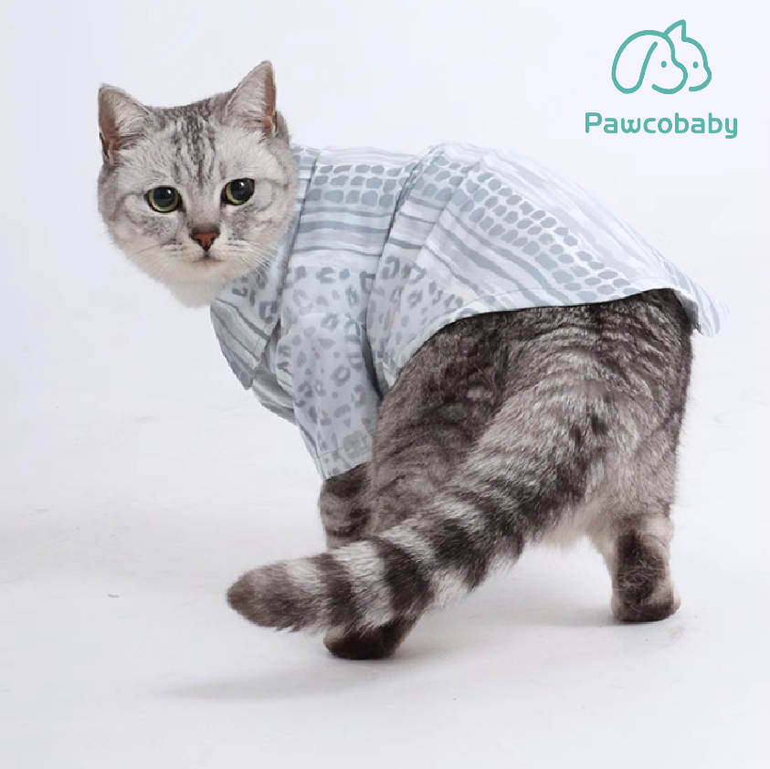 "PAWCOBABY Light Grey-Blue Matching Pet and Owner Pajamas – Simple and Elegant Solid Color Sleepwear Set for Dogs and Owners, Comfortable and Durable"