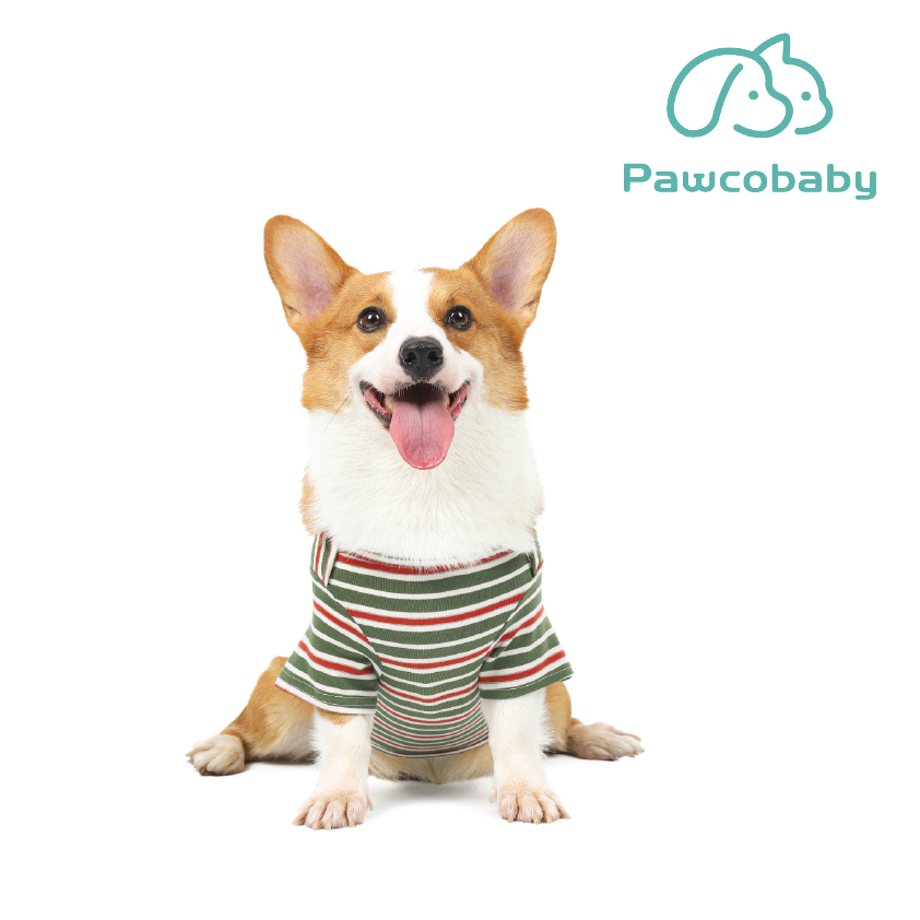 Pawcobaby-comfortable loungewear: "Soft Striped Pet Pajamas - Cozy Dog & Cat Sleepwear ， Warm Fleece， Easy Fit