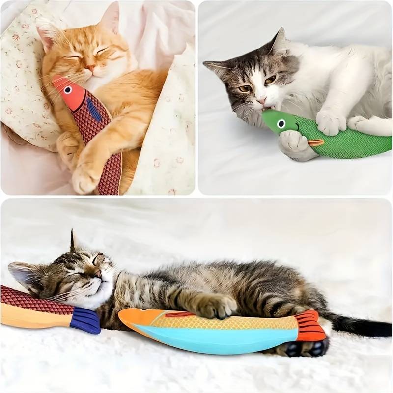 1/2pcs Cat Toy Saury Fish, Crinkle Sound Toys Soft And Durable, Interactive Cat Kicker Toy For Indoor Exercise