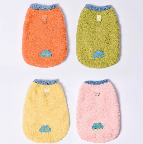 PAWCOBABY-cat clothes, pink,double-sided plush, soft and warm autumn and winter pet pajamas