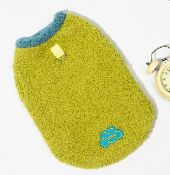 PAWCOBABY-cat clothes, green，double-sided plush, soft and warm autumn and winter pet pajamas