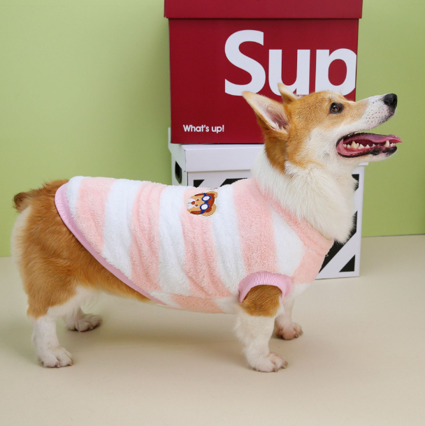 PAWCOBABY - Pink Striped Plush Soft Pet and Owner Pajamas